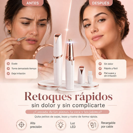 Depilador Facial Eléctrico Recargable con Luz LED